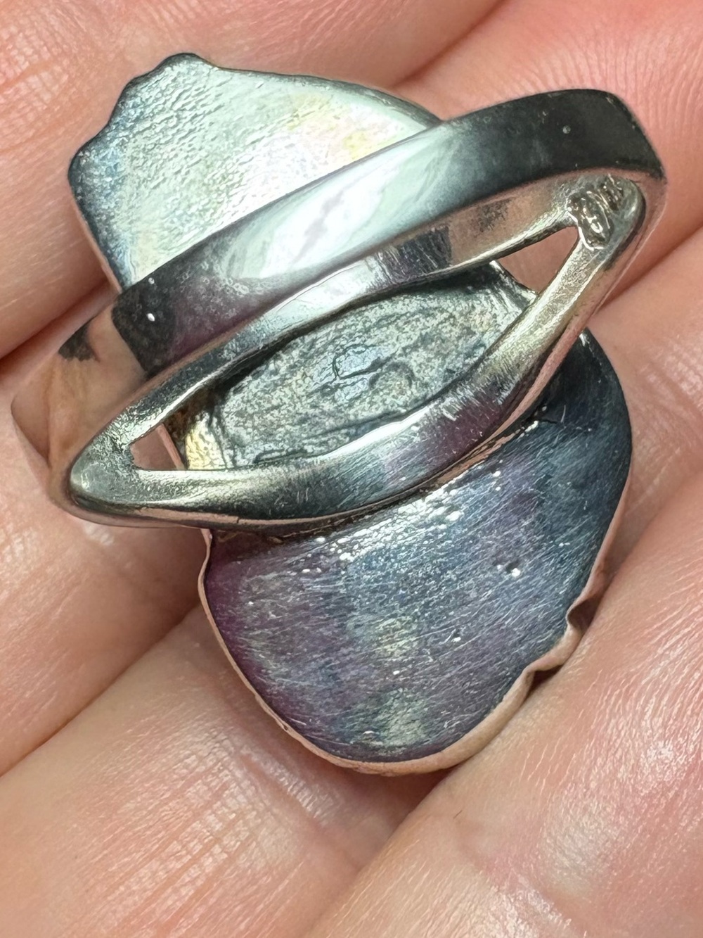 Turquoise Triple-Stone Silver Ring. Size 10.5 - Picture 6 of 6